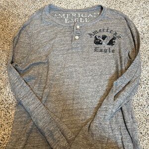 American Eagle Outfitters Gray Men's Henley Shirt